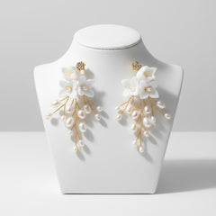 ATHENA COLLECTION - PEARLS OF ELEGANCE EARRINGS - CZER726 GOLD