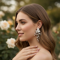 ATHENA COLLECTION - PEARLS OF ELEGANCE EARRINGS - CZER726 GOLD