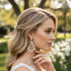 ATHENA COLLECTION - DIVINE FRESHWATER PEARL EARRINGS - CZER727 GOLD
