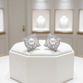 CUBIC ZIRCONIA COLLECTION - ART DECO STYLE EARRINGS - CZER729 SILVER