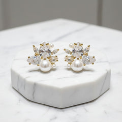 CUBIC ZIRCONIA COLLECTION - SPARKLE GEM EARRINGS - CZER731 GOLD
