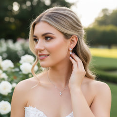 CUBIC ZIRCONIA COLLECTION - DAINTY ELEGANCE NECKLACE- CZNK190 ROSE GOLD