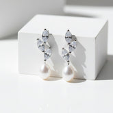 CUBIC ZIRCONIA COLLECTION - PRECIOUS PEARL EARRINGS - CZER736 SILVER