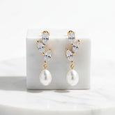 CUBIC ZIRCONIA COLLECTION - PRECIOUS PEARL EARRINGS - CZER736 Gold