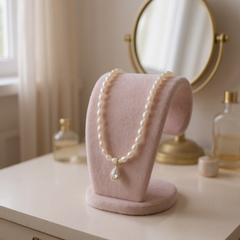 CUBIC ZIRCONIA COLLECTION - PEARL ELEGANCE NECKLACE - CZNK191 gold