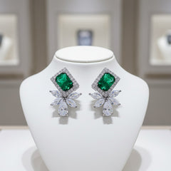CUBIC ZIRCONIA COLLECTION - STARLET DAZZLE EARRINGS - CZER737 EMERALD
