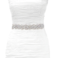 ATHENA COLLECTION - GATSBY GLAM BRIDAL BELT - BELT 49 SILVER