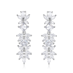 CUBIC ZIRCONIA COLLECTION - SIMULATED DIAMOND DROP EARRINGS - CZER741 SILVER