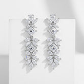CUBIC ZIRCONIA COLLECTION - SIMULATED DIAMOND DROP EARRINGS - CZER741 SILVER