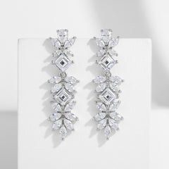 CUBIC ZIRCONIA COLLECTION - SIMULATED DIAMOND DROP EARRINGS - CZER741 SILVER