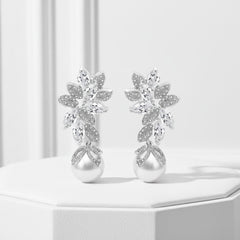 CUBIC ZIRCONIA COLLECTION - STARLET PEARL EARRINGS - CZER742