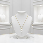 CUBIC ZIRCONIA COLLECTION -PRECIOUS PEARL NECKLACE SET - CZNK197 GOLD
