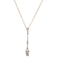 CUBIC ZIRCONIA COLLECTION - DAINTY SPARKLE NECKLACE - CZNK40 ROSE GOLD