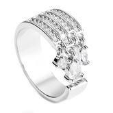 CUBIC ZIRCONIA COLLECTION - EXQUISITE TASSLE RING - R18 SILVER