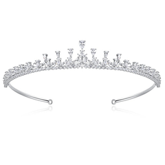 CUBIC ZIRCONIA COLLECTION - STARLET GEM TIARA - AHB178 SILVER
