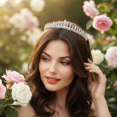 CUBIC ZIRCONIA COLLECTION - STARLET GEM TIARA - AHB178 SILVER