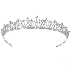 CUBIC ZIRCONIA COLLECTION - REGAL STARLET TIARA - AHB179 SILVER