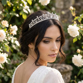 CUBIC ZIRCONIA COLLECTION - REGAL STARLET TIARA - AHB179 SILVER