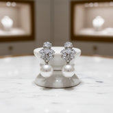 CUBIC ZIRCONIA COLLECTION - VINTAGE CHIC EARRINGS -CZER753 SILVER