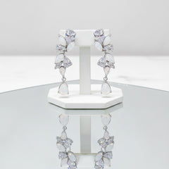CUBIC ZIRCONIA COLLECTION - COUTURE OPAL SHIMMER EARRINGS - CZER754 SILVER