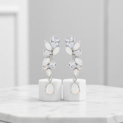 CUBIC ZIRCONIA COLLECTION - COUTURE OPAL SHIMMER EARRINGS - CZER754 SILVER