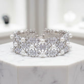 CUBIC ZIRCONIA COLLECTION - LUXURY SIMULATED DIAMOND BRACELET - BR152 SILVER