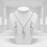 CUBIC ZIRCONIA COLLECTION - DAINTY ELEGANCE NECKLACE SET- CZNK204 SILVER