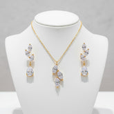 CUBIC ZIRCONIA COLLECTION - DAINTY ELEGANCE NECKLACE SET- CZNK204 GOLD