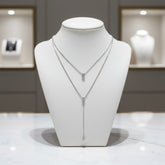 CUBIC ZIRCONIA COLLECTION - CHIC LAYERED NECKLACE - CZNK207 SILVER