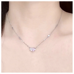 CUBIC ZIRCONIA COLLECTION - PINK HEART NECKLACE SET - CZNK208