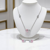 CUBIC ZIRCONIA COLLECTION - PINK HEART NECKLACE SET - CZNK208
