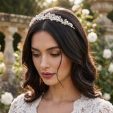 ATHENA COLLECTION - EXQUISITE PEARL TIARA SET - IVORY AHB180