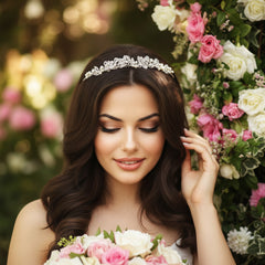 ATHENA COLLECTION - EXQUISITE PEARL TIARA SET - IVORY AHB180