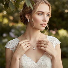 CUBIC ZIRCONIA COLLECTION - DAINTY CRYSTAL GEM SET - CZNK32 ROSE GOLD
