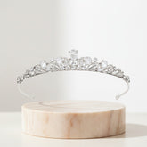 CUBIC ZIRCONIA COLLECTION - CHIC STARLET TIARA - AHB181 SILVER