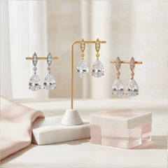 CUBIC ZIRCONIA COLLECTION - CLASSIC SPARKLE EARRING COLLECTION - (THREE PAIRS)