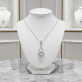 CUBIC ZIRCONIA COLLECTION - CRYSTAL SHIMMER NECKLACE - CZNK216 SILVER