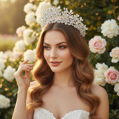 ATHENA COLLECTION - CRYSTALLURE HANDMADE TIARA - AHB185 SILVER