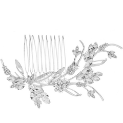 ATHENA COLLECTION - VINTAGE CHIC HAIR COMB - HC282 SILVER