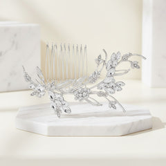 ATHENA COLLECTION - VINTAGE CHIC HAIR COMB - HC282 SILVER