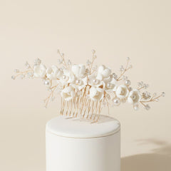 ATHENA COLLECTION - CHIC FLOWER HAIR COMB - HC284 GOLD