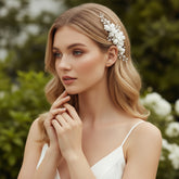 ATHENA COLLECTION - CHIC FLOWER HAIR COMB - HC284 SILVER