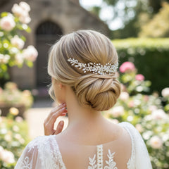 ATHENA COLLECTION - VINTAGE VINE HAIR COMB- HC285 SILVER