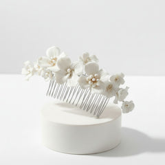 ATHENA COLLECTION - STARLET FLORAL BEAUTY HAIR COMB - HC286 SILVER