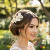 ATHENA COLLECTION - STARLET FLORAL BEAUTY HAIR COMB - HC286 SILVER