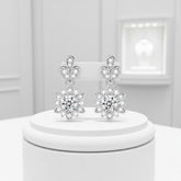 CUBIC ZIRCONIA COLLECTION - DAINTY VINTAGE EARRINGS - CZER761 SILVER