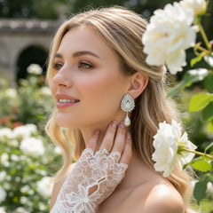 CUBIC ZIRCONIA COLLECTION - STARLET VINTAGE EARRINGS - CZER764 SILVER