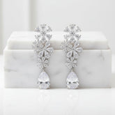 CUBIC ZIRCONIA COLECTION - STARLET LUXE EARRINGS - CZER765 SILVER