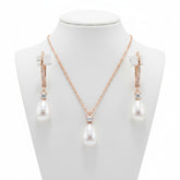 CUBIC ZIRCONIA COLLECTION - EXQUISITE FRESHWATER PEARL SET - CZNK219 ROSE GOLD