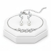 CUBIC ZIRCONA COLLECTION - PRECIOUS PEARL SET - COLLECTION 1A SILVER